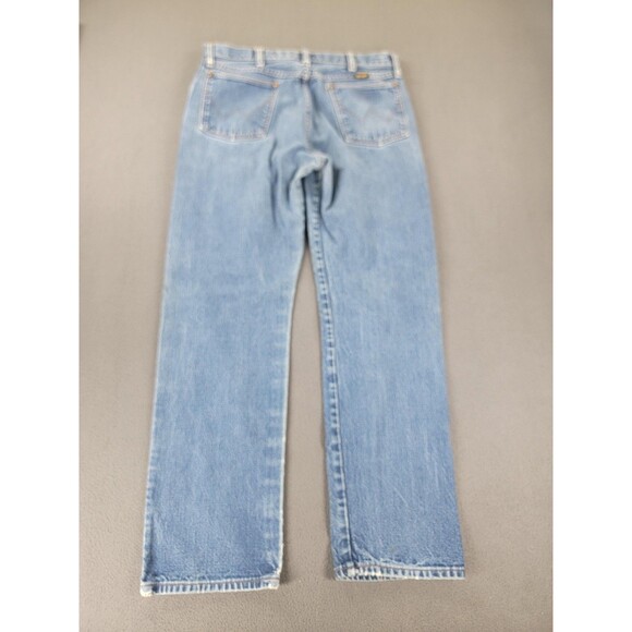Vintage Wrangler Jeans Mens 34x31 Straight Leg USA Made Distressed Denim 90s - Picture 13 of 14